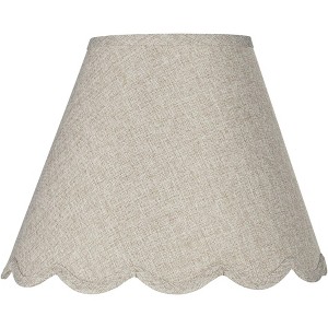 Springcrest Collection Hardback Scallop Empire Lamp Shade Fawn Small 6" Top x 12" Bottom x 9.5" Slant Spider with Replacement Harp and Finial Fitting - 1 of 4