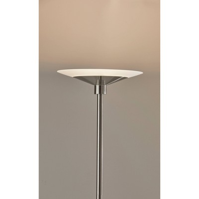 Brushed Steel Solar Touch Torchiere with Frosted Glass Shade