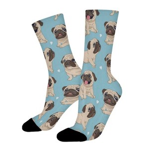 Cute Dog Pug Women Printed Crew Socks Funny Funky Socks Soft Polyester Novelty Gifts for Artists Men - 1 of 1