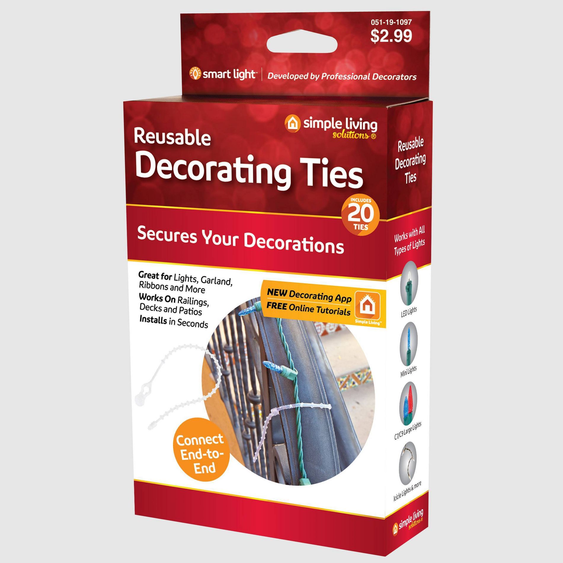 Simple Living Solutions 20ct Reusable Decorating Ties