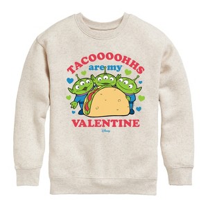 Boys' - Toy Story - Tacos Are My Valentine Graphic Long Sleeve Fleece Sweatshirt - 1 of 4