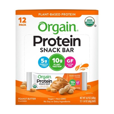 Orgain Organic Vegan Protein Bar - Peanut Butter - 12ct