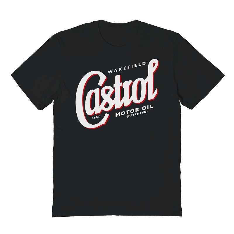 Rerun Island Men's Castrol Registered Logo Wht Short Sleeve Graphic Cotton T-Shirt, 1 of 2