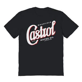 Rerun Island Men's Castrol Registered Logo Wht Short Sleeve Graphic Cotton T-Shirt