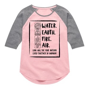 Girls' - Avatar: The Last Airbender - Elements Harmony Shirt Tail Raglan Graphic T-shirt - 1 of 4