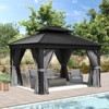Aoxun 12' x 20' Aluminum Hardtop Gazebo with Curtains & Netting  Double Roof Pavilion for Backyard, Poolside, Parties, and All-Season Use - 3 of 4
