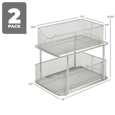 Sorbus 2 Pack 2 Tier Baskets with Mesh Sliding Drawers - Ideal Cabinet, Under the Sink, etc - Great for Bathroom, Kitchen, Office, etc. — фото 3