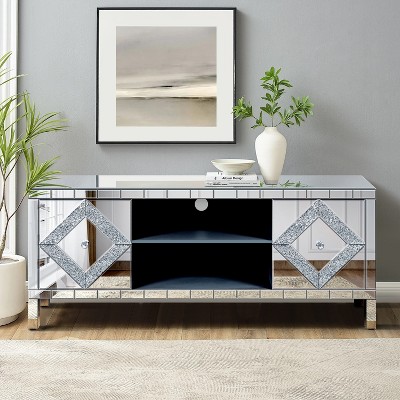 Silver Mirrored TV Stand