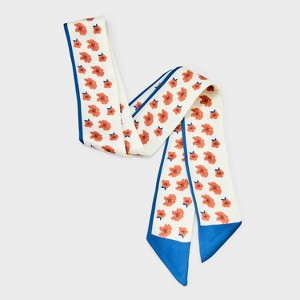 Floral Headscarf - A New Day™ White/Blue: Fashion Accessory, Recycled Polyester, Open Closure - 1 of 4