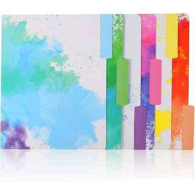 Paper Junkie 12-Pack Rainbow Watercolor Splash Cardstock File Cabinet Folders A4 Letter Size Document 11.5 x 9.5 in