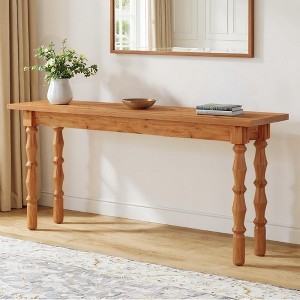 Resenkos 70.9" Console Table, Wooden Sofa End Table, Perfect for Living Room, Sturdy & Stylish, Brown - 1 of 4