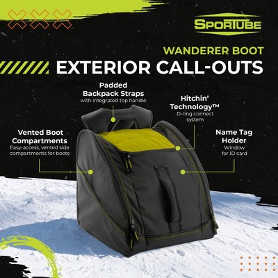 Sportube Wanderer Boot Bag, 50L Ski & Snowboard Gear Backpack for Travel, Citrus — фото 3