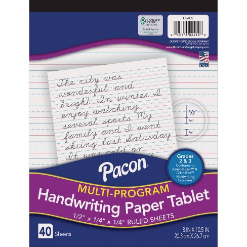 Pacon Multi-program Handwriting Tablet, D'nealian/zaner-bloser, 1/2