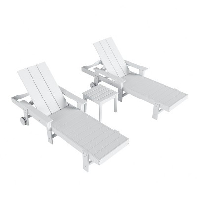 WestinTrends Ashore Modern Poly Reclining Chaise Lounge Set with Side Table