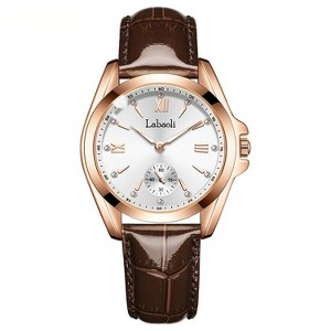 HONGGE Women's Quartz Watch with Leather Strap, Roman Numerals, Rose Gold Case, Waterproof, Luminous Hands, Classic Dress Wristwatch - 1 of 4