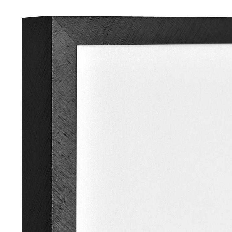 A close-up of a black colored frame with a white background.
