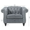 Kumasinova 84.65" Chesterfield Sofa with Rolled Arm, Modern PU Leather 3 Seater Sofa Couch, Upholstered Vintage Couch for Living Room - 2 of 4