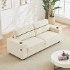 86"Storage Sofa Couch,Deep Seat Sofa,Corduroy Couch With USB And Cup Holder,Modern Style Sofa,3 Seater Sofa Couch For Living Room,Bedroom-Cuddlewood - 2 of 4