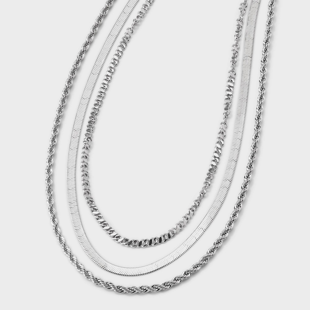 Twist Mixed Chain Multi-layer Necklace - Wild Fable™ Silver