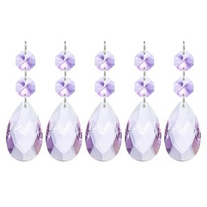 Unique Bargains Hanging Ornament DIY Craft Teardrop Crystal Chandelier Pendant Beads 3.35" x 1.5" 5 Pcs - 1 of 4