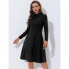 Allegra K Women's Elegant Work Sheath Mock Neck Flare Long Sleeve Knit Midi Dress - 3 of 4