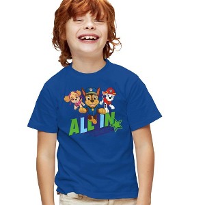 Boys' Paw Patrol All In T-Shirt Royal Blue X Large - 1 of 4