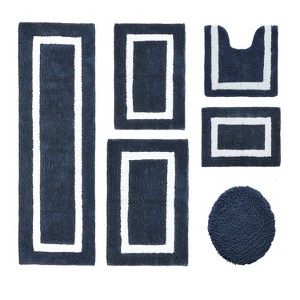 Hotel Bath Rug 100% Premium Cotton Tufted Weave Two Tone Reversible 6 Piece Bathroom Rug Set, Super Soft & Water Absorbent, Machine Washable Bathmat - 1 of 4