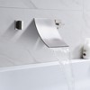 SUMERAIN Wall Mount Waterfall Tub Faucet 2 Handles Bathtub Faucet High Flow Rate, Brushed Nickel - 3 of 4