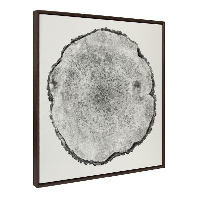 Kate and Laurel Sylvie Tree Rings Linen Framed Canvas by Emiko and Mark Franzen of F2Images, 30x30, Walnut Brown