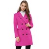 Allegra K Women's Elegant Notched Lapel Double Breasted Long Sleeve Winter Overcoat - 3 of 4