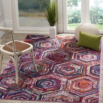 Multicolor Geometric Synthetic Rectangular Area Rug, 79"x5"