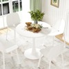 GlasFlength Coffee Tables Pedestal Leisure, Round Side Table, for Living Room Bedroom and Balcony, Minimalist Elegance，WHite，31.5"*31.5"*28.74" - 3 of 4