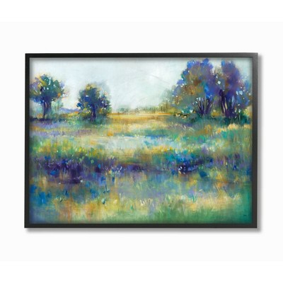 Stupell Industries Wetland Watercolor Landscape Abstract Blue Green Painting