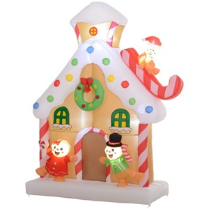 TopComfy Inflatable Holiday Decorations Christmas Decor Giant Inflatable Gingerbread House Festive Holiday Outdoor for Yard, White, 9.46"*9.46"*9.46" - 1 of 4