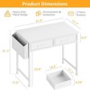 Itopfox 40 Inch White Office Computer & Makeup Desk with Fabric Drawers for Bedroom, Home Office, Study, Small Vanity Table with Side Bag - 3 of 4
