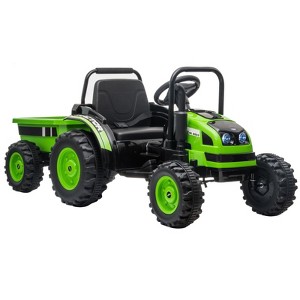 Ride Tractor for Kids, Tractor Ride On with Trailer, 12V Battery Powered Electric Tractor with Remote Control, 35W Dual Motors, Unload Button - 1 of 4