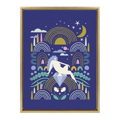 Kate and Laurel Sylvie Diamond Ballet Framed Canvas by Elizabeth Olwen, 18x24, Gold