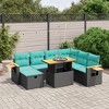 vidaXL 8 Piece Patio Sofa Set with Cushions - Black Poly Rattan - 2 of 4