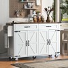 53.5 inch White Farmhouse Kitchen Island, Rolling Kitchen Cart on Wheels for Home Kitchen and Dining Room - 2 of 4