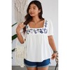 I AM A FASHION JUNKY Plus Square Neck Floral Print Pleasted Puff Blouse - 4 of 4