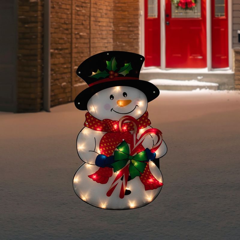 Northlight 30.5" Lighted Snowman with Candy Canes Christmas Outdoor Decoration, 2 of 6