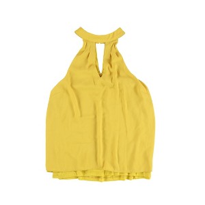 bar III Womens Keyhole Cold Shoulder Blouse, Yellow, Small - 1 of 2