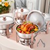 5 Qt Chafing Dish Buffet Set, 4-Pack Stainless Steel Catering Warmers with Folding Stands, Rose Gold - 2 of 4