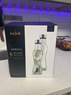 Joyjolt Spring Glass Fluted Water Bottles With Stainless Steel Cap