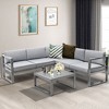 Tangkula 4PCS Aluminum Outdoor Conversation Set Patio Furniture Set w/ Coffee Table & Cushions Gray - 3 of 4