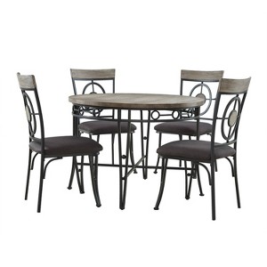 5pc Hartley Mixed Material Dining Set Natural/Black Metal - Powell Company, White Black