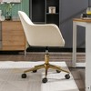 Modern Velvet Swivel Desk Chair, Height Adjustable 360 Degree Swivel Office Chair With Metal Legs, Upholstered Makeup Vanity Armchair With Back - 3 of 4