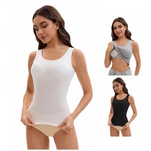 INSPIRE CHIC Women's 3 Pcs Wide Strap Built-In Padded Bras Casual Tank Camisoles - 1 of 4