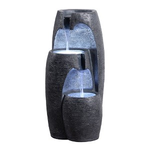 Teamson Home 28" Fiberglass and Polyresin 3-Tier Cascading Urn Fountain Black - 1 of 4