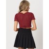 Allegra K Women's V Neck Mesh Sheer Shimmer Cutout Crop Tops - 3 of 4
